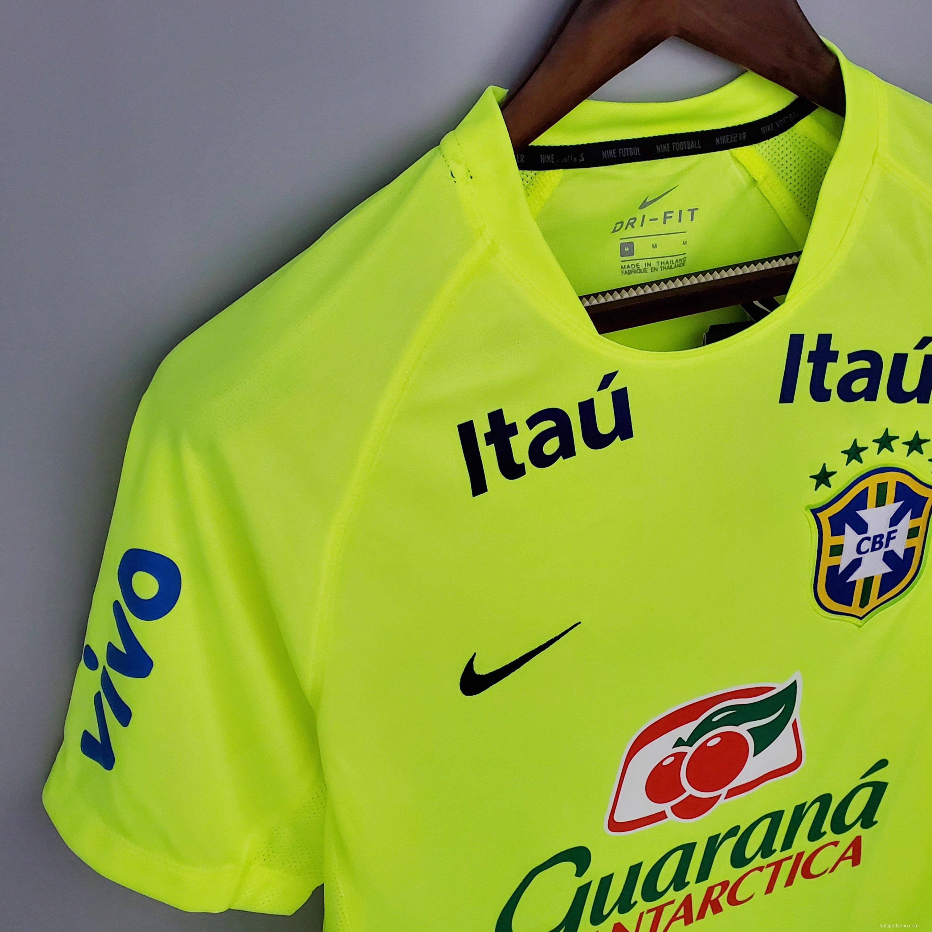 Brazil training suit fluorescent green Soccer Jersey