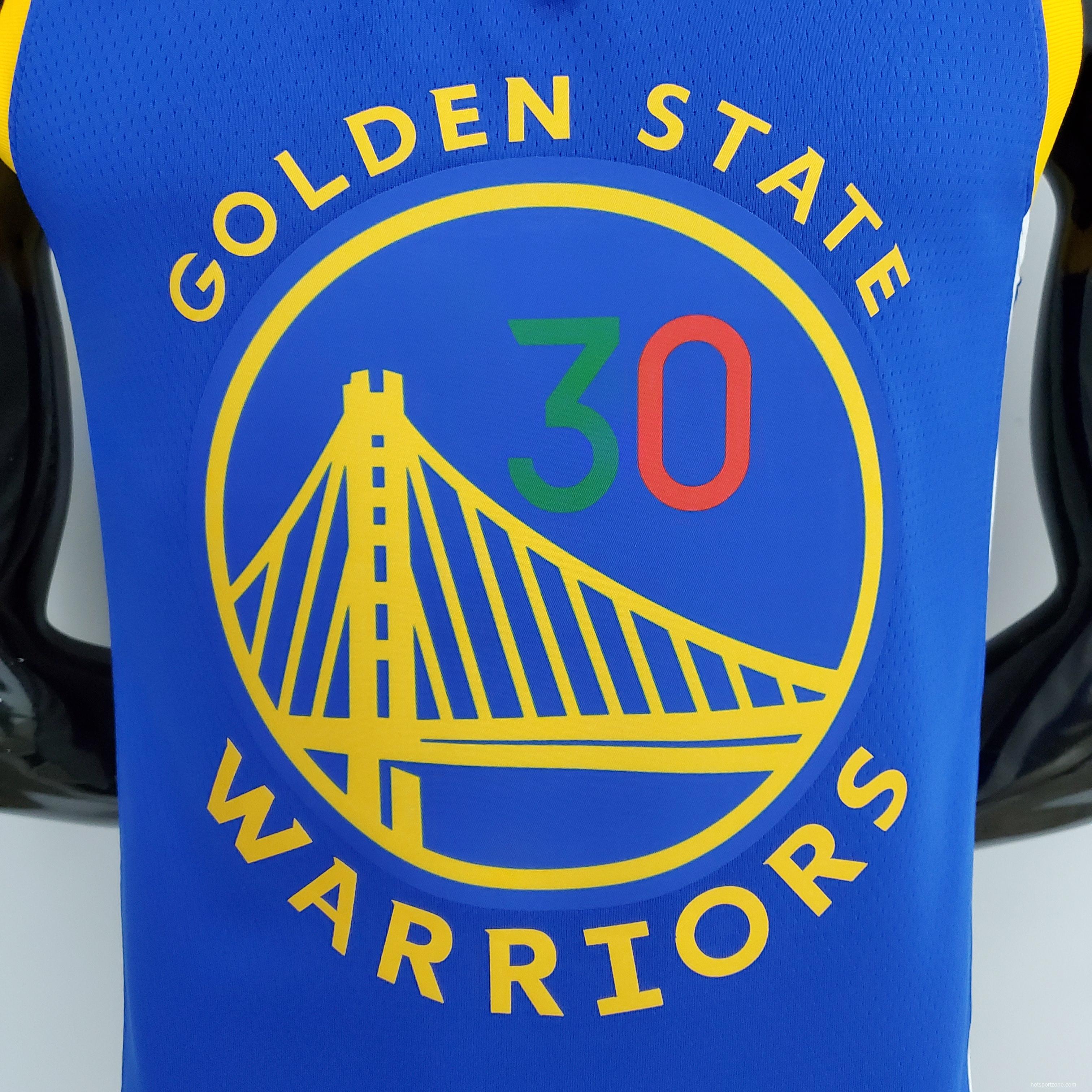 75th Anniversary Golden State Warriors Curry #30 Mexico Edition Blue NBA Jersey