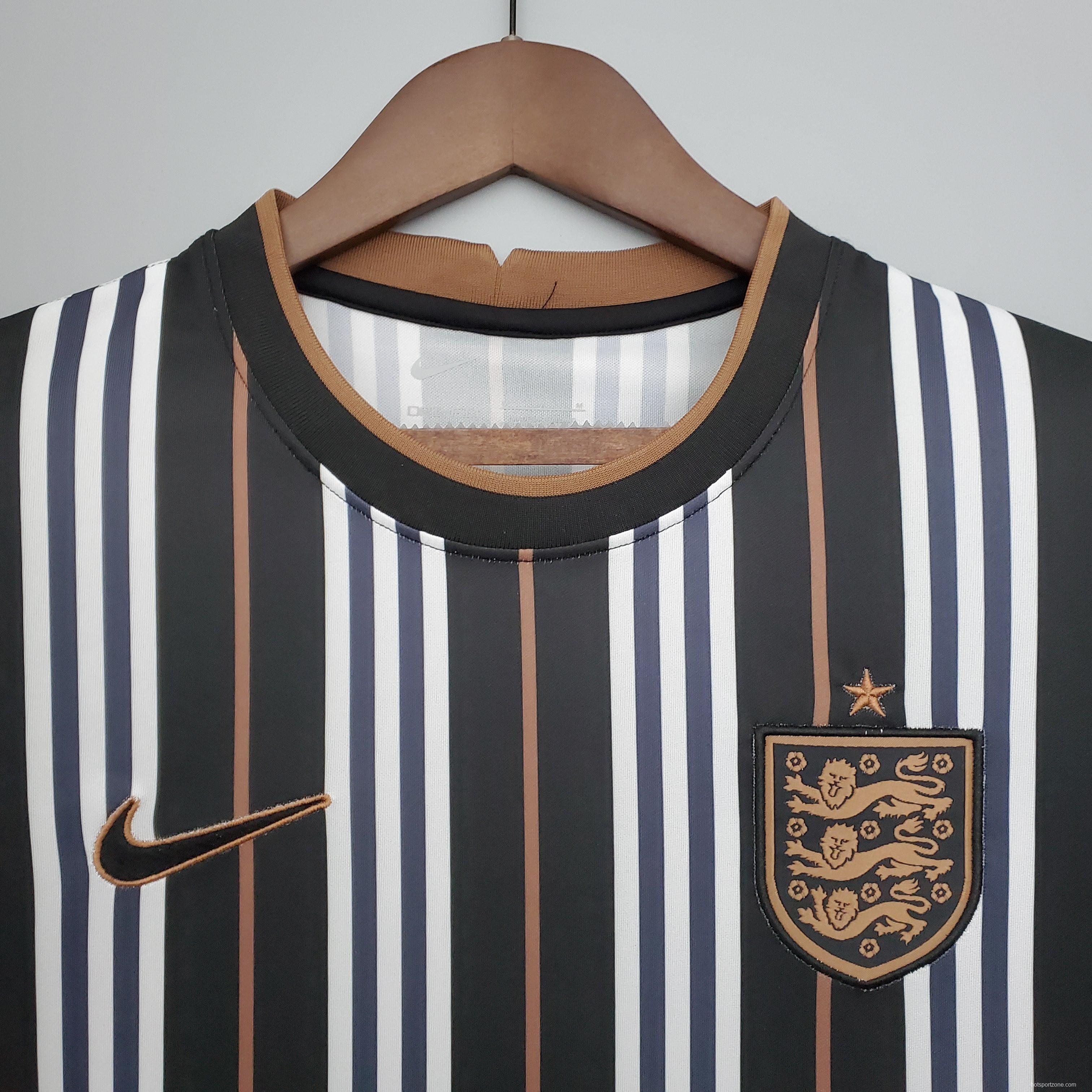 2021 England Special Edition Black and White Soccer Jersey
