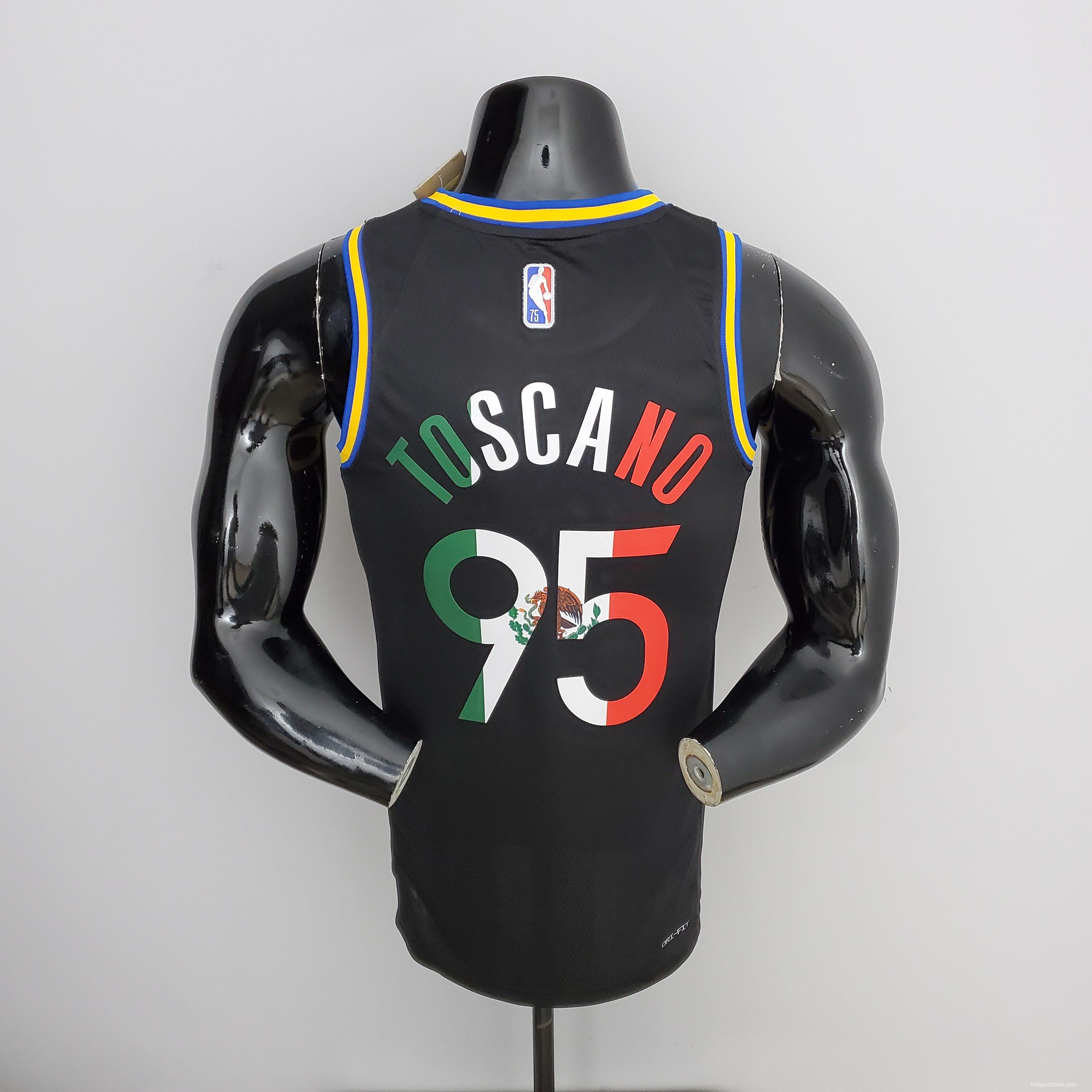 2022 75th Anniversary Golden State Warriors TOSCANO#95 Mexico Edition Black NBA Jersey