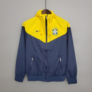 Windbreaker Brazil Blue and Yellow Soccer Jersey