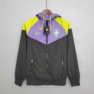 Windbreaker Brazil Purple Black Soccer Jersey