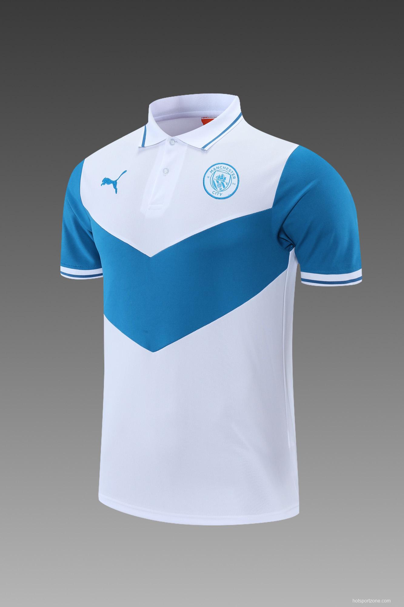 Manchester City POLO kit White and Blue Stripes(not supported to be sold separately)