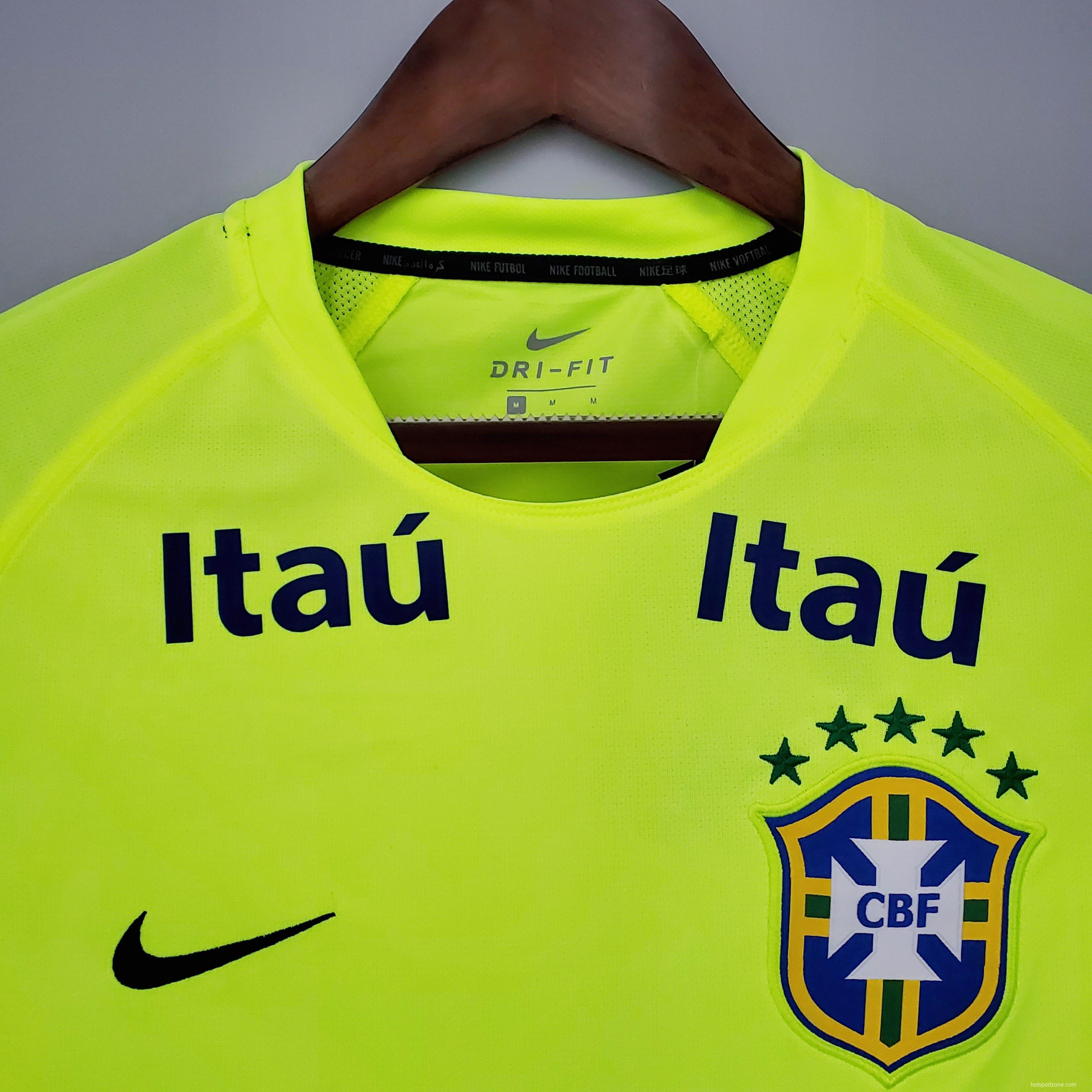 Brazil training suit fluorescent green Soccer Jersey