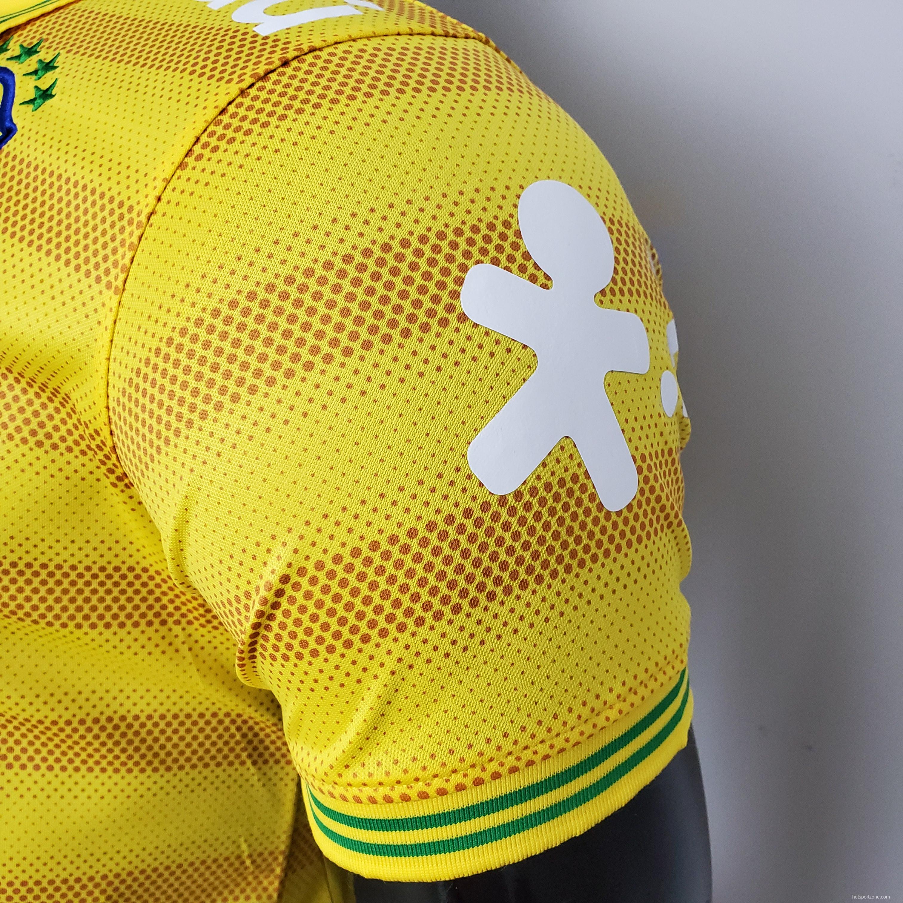 Brazil POLO Yellow Stripe Soccer Jersey