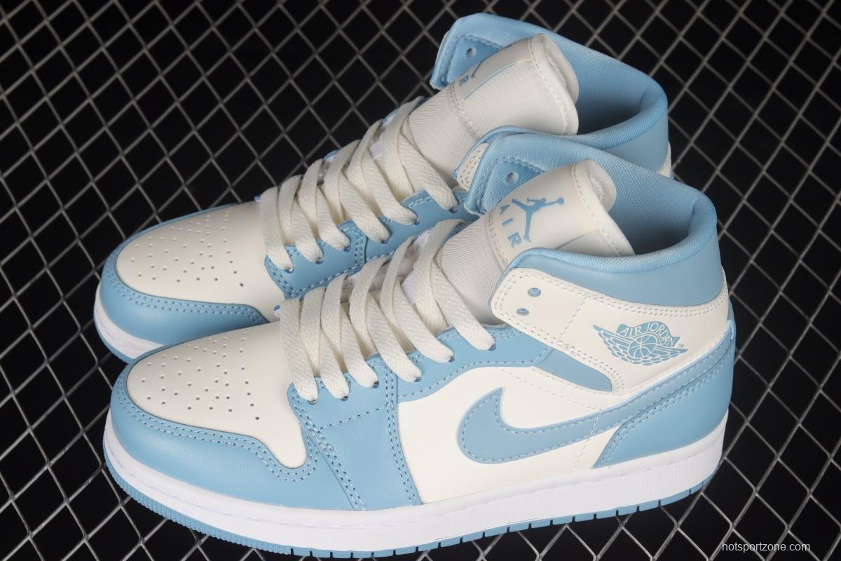 Air Jordan 1 Mid North Carolina Blue Zhongbang Basketball Shoes BQ6472-141