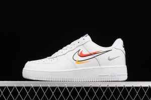 NIKE Air Force 1 Low Multi Swoosh all-white colorful low-top casual board shoes DM9096-100