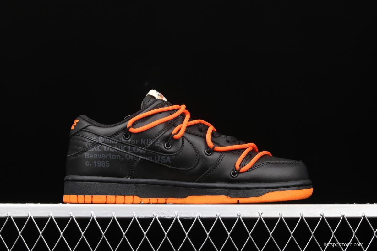 OFF-White x Futura x Nike DUNK Low Black Orange Tripartite name Black Orange Deconstruction Board shoes CT0856-005X