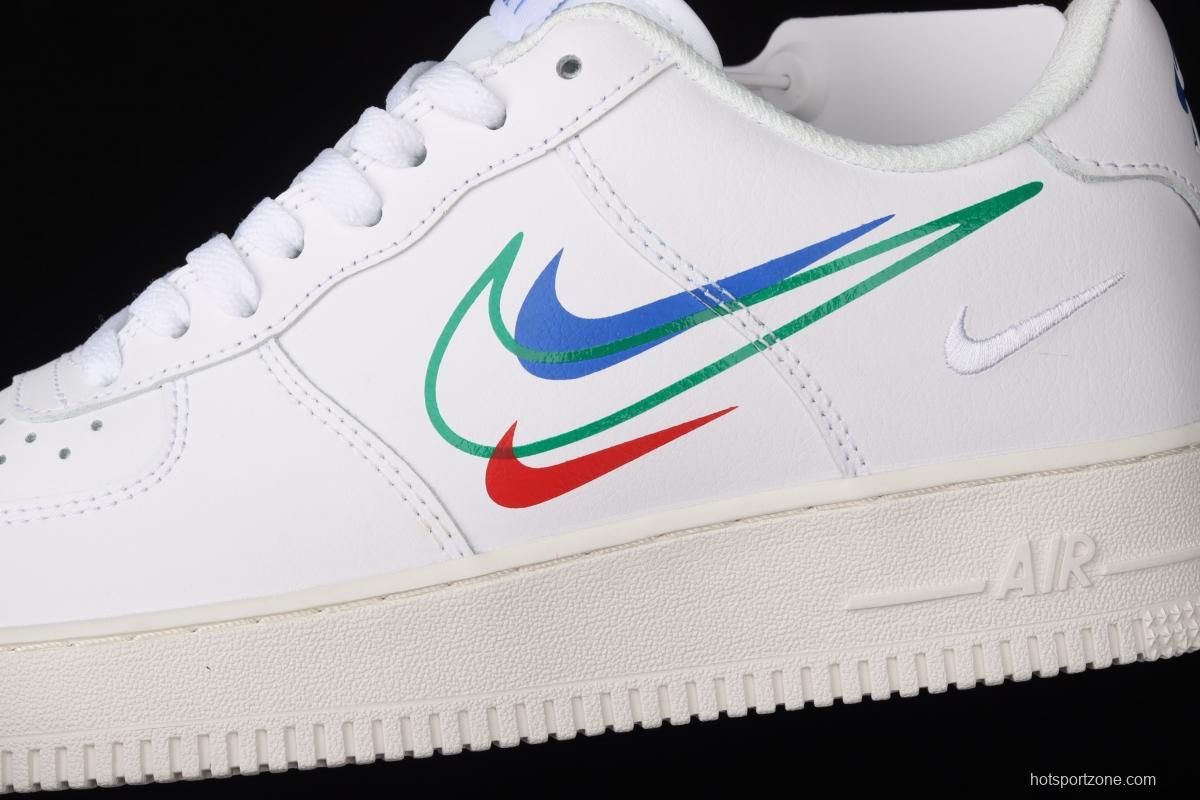 NIKE Air Force 1 Low Multi Swoosh all-white colorful low-top casual board shoes DM9096-101