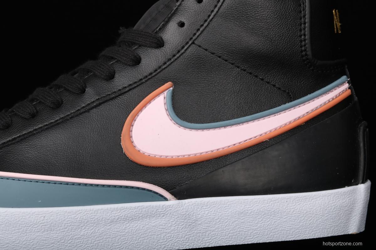 NIKE Blazer Mid'77 Infinite white, orange and blue stitched high-top casual board shoes DC1746-001