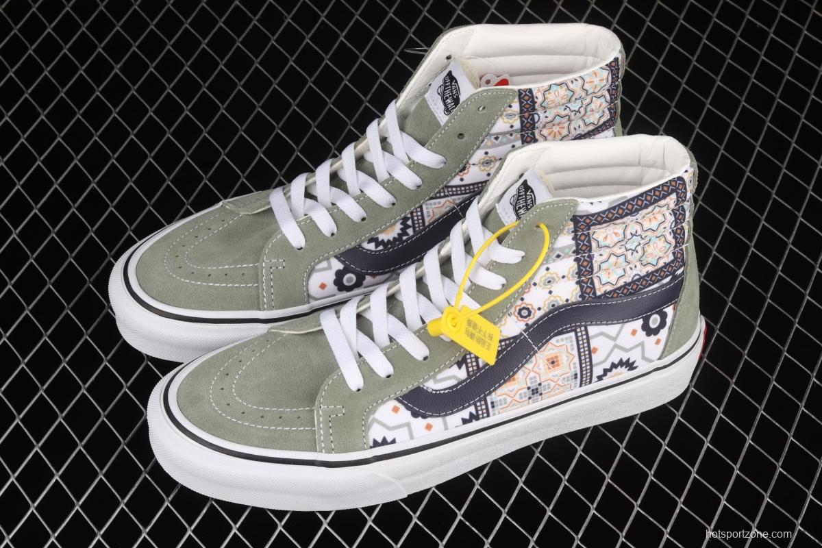 Vans Sk8-Hi Moroccan style theme series high top leisure sports shoes VN0A4BV8688
