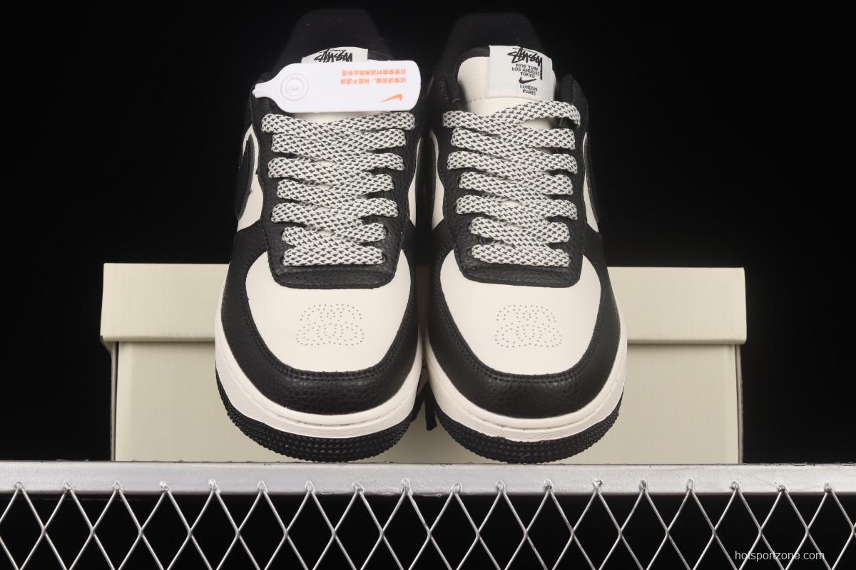 Stussy x NIKE Air Force 1 Low Stussy co-signed black and white reflective star low-top casual board shoes ST2022-618