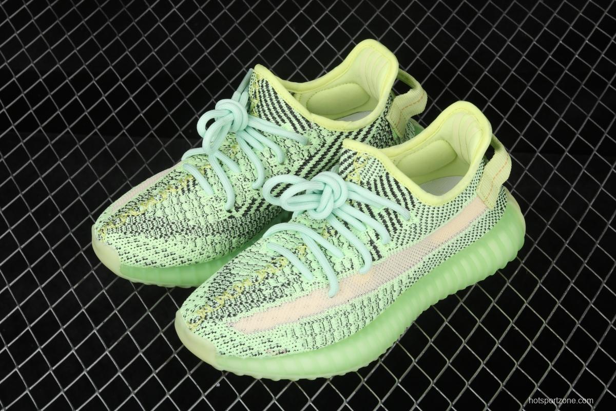 Adidas Yeezy Boost 350V2 Yeezreel FX4130 Darth Coconut 350 the second generation of hollowed-out black and yellow luminous stars