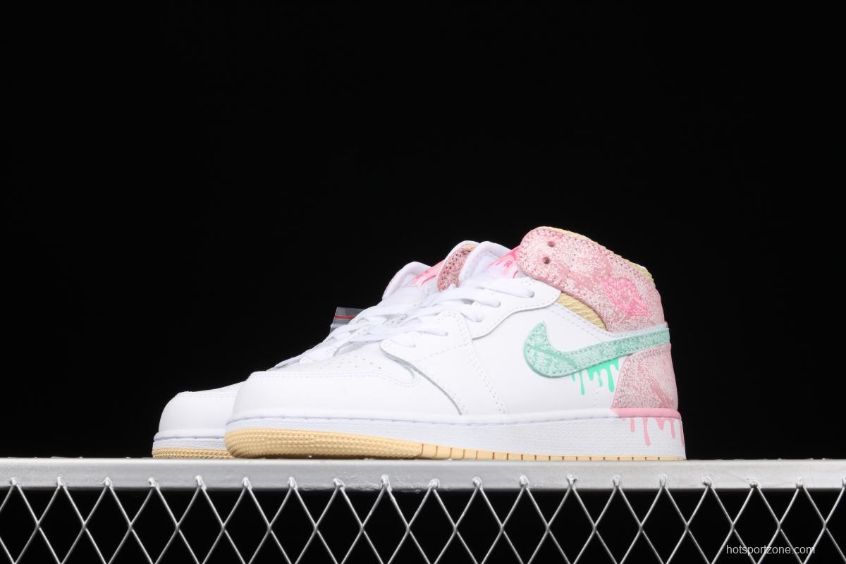 Air Jordan 1 Mid GS Ice Cream Bang Basketball shoes DD1666