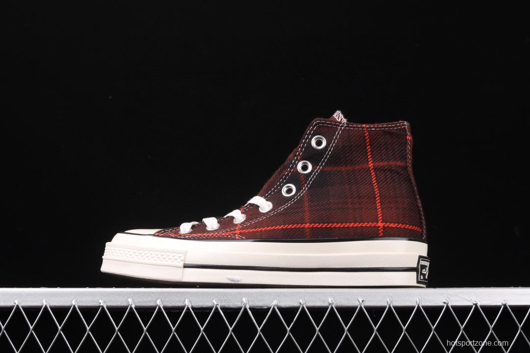 Converse 70s Plaid Scottish plaid fresh vintage casual board shoes 166496C