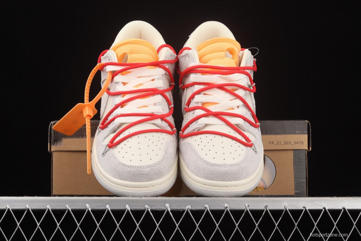 OFF-White x NIKE DUNK Low 12 of 50 OW suede SB buckle rebound fashion casual board shoes DJ0950-103