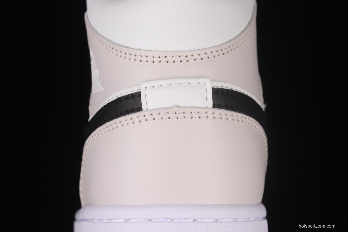 Air Jordan 1 Mid SE white powder black hook Zhongbang basketball shoes BQ6472-500
