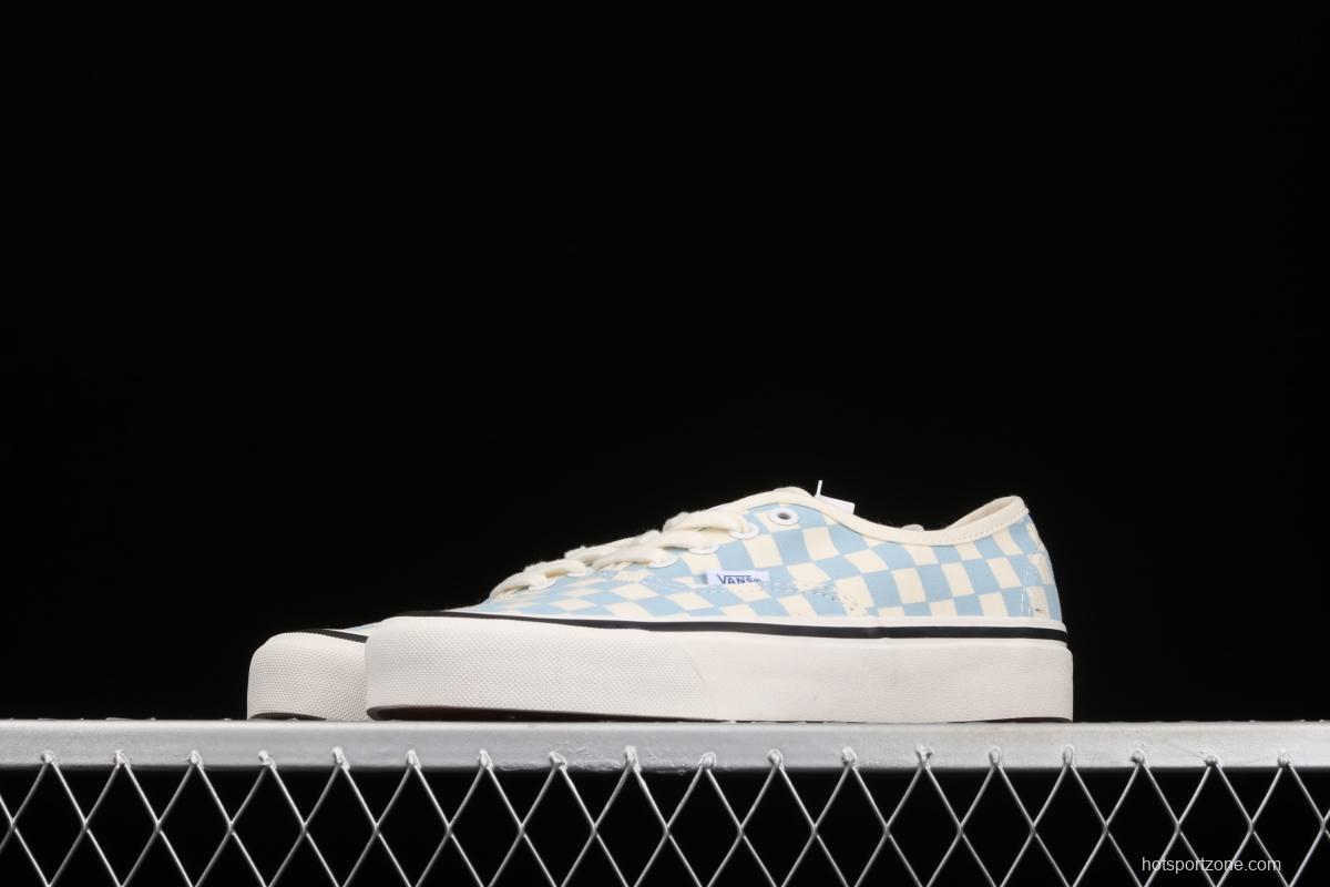 Vans Authentic 44 DX Anaheim milk blue and white checkerboard plaid low upper canvas shoes VN0A54F241J