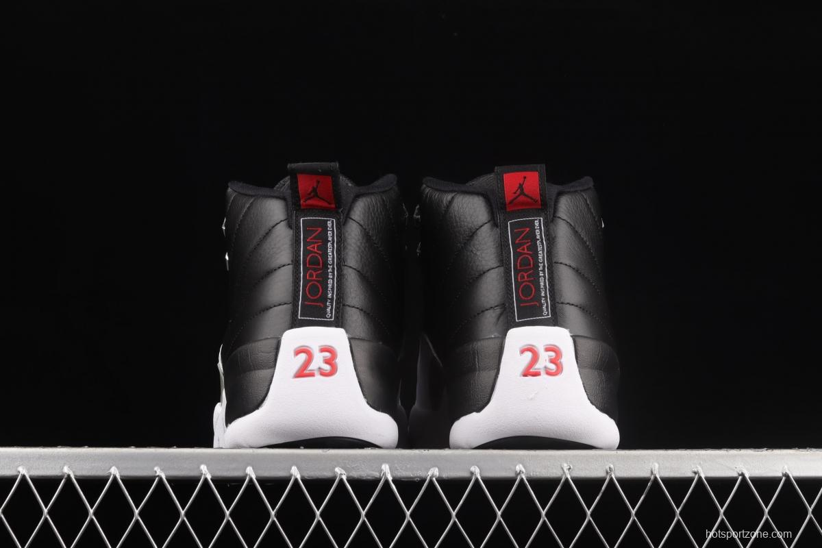 Air Jordan 12 Reverse Taxi 2 2 black and white silver buckle head genuine carbon basketball shoes 130690-001