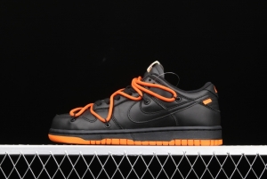 OFF-White x Futura x Nike DUNK Low Black Orange Tripartite name Black Orange Deconstruction Board shoes CT0856-005X