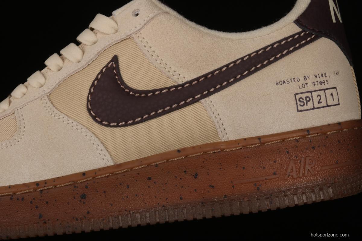 Air Force 1x07 light brown coffee low-top casual board shoes DD5227-234