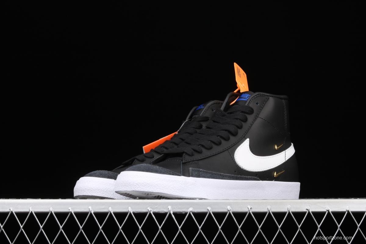 NIKE Blazer Mid'77 SE Chrome Luxe black-and-white gold standard Trail Blazers high-top casual board shoes CZ4627-001