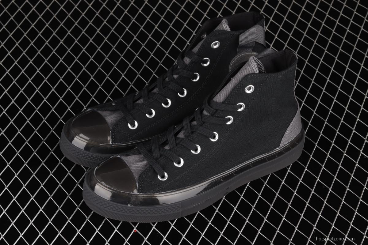 Converse Chuck Taylor All Star CX neutral crystal jelly soles all black canvas high upper shoes 172470C