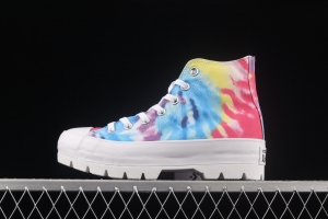 Converse All Star Lugged tie-dye canvas shoes with thick soles and high uppers 572461C