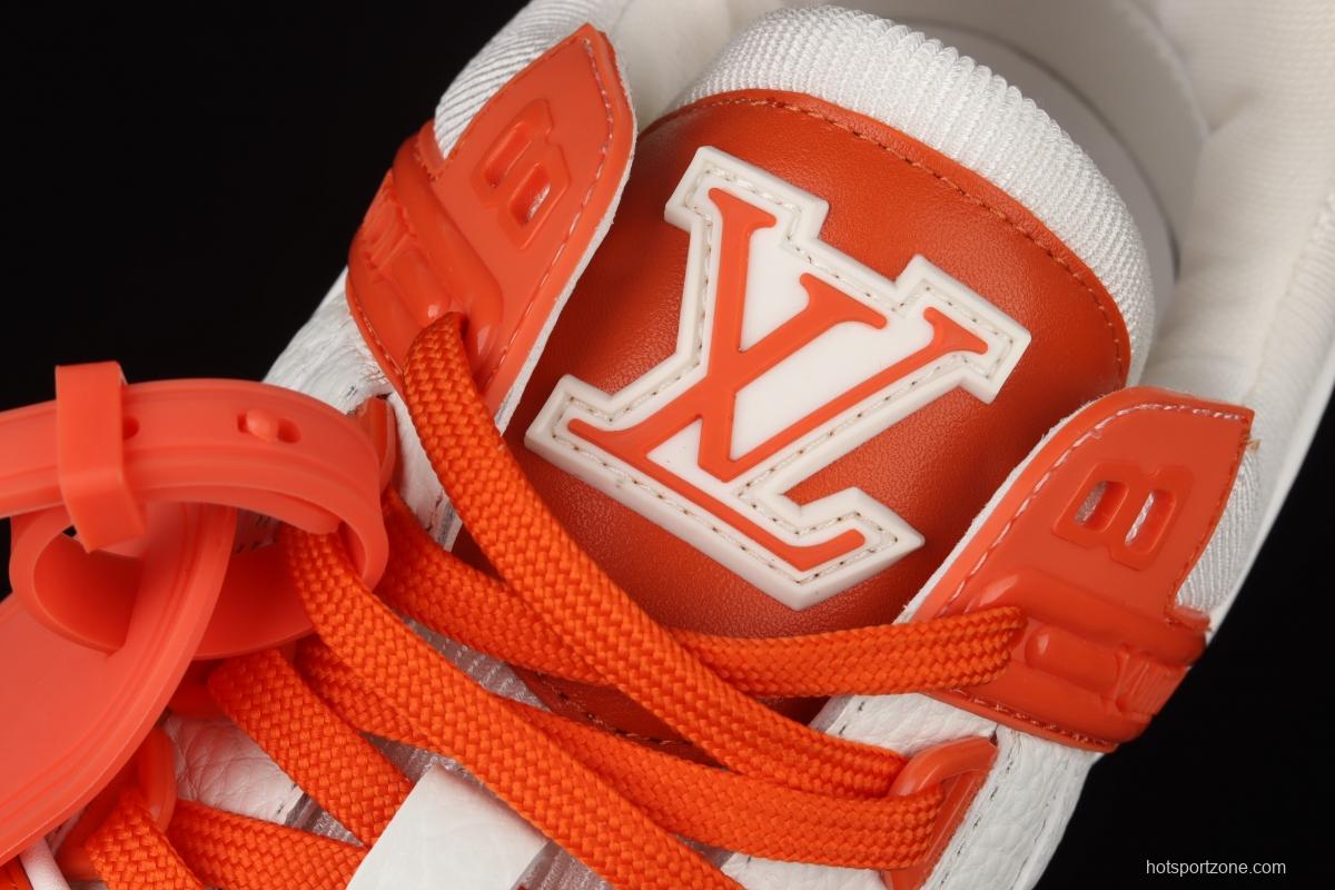 Authentic LV 2021ss early spring fashion catwalk sneakers 400N ORANGE White