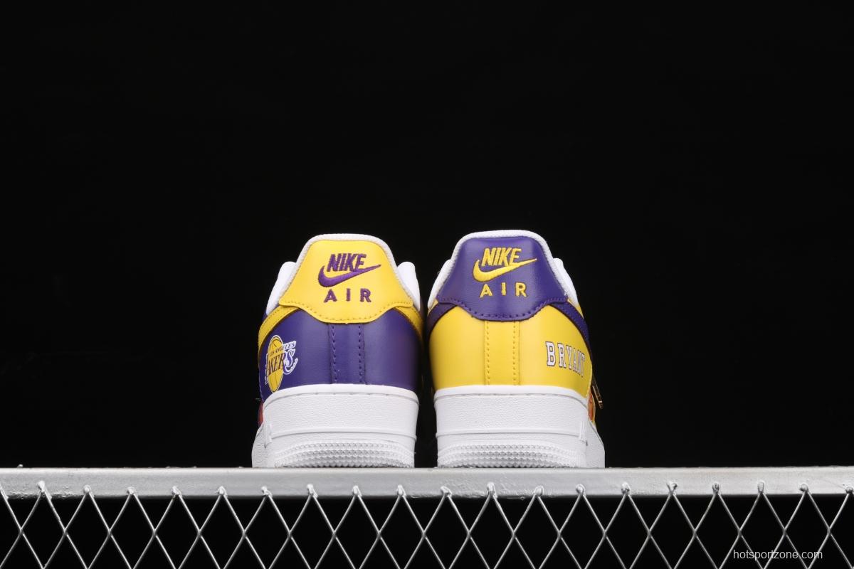 NIKE Air Force 1: 07 co-signed Kobe Bryant Lakers LA white and purple shoes with yellow color low-top casual shoes 315122-118