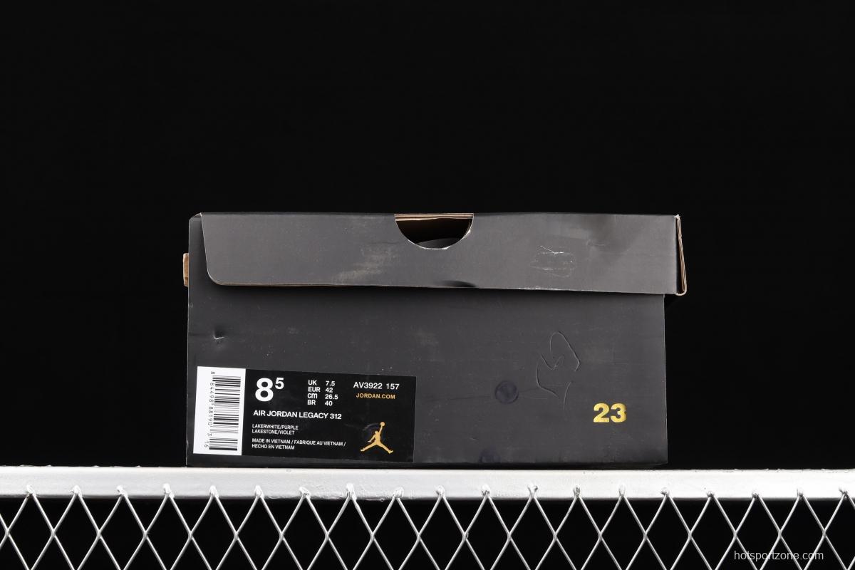 Jordan Legacy 312White and purple Velcro three-in-one board shoes AV3922-157,