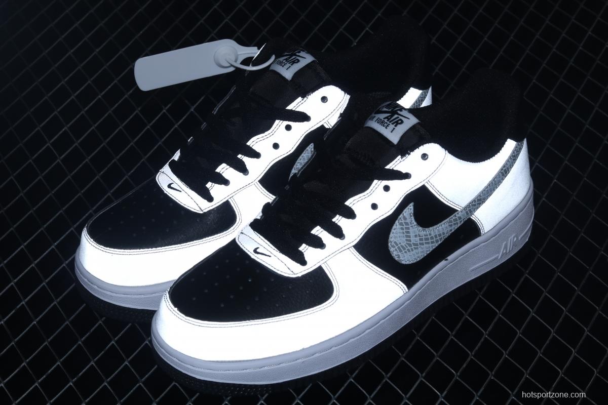 NIKE Air Force 1 Low 3M reflective serpentine hook low side sports leisure board shoes DJ6033-001