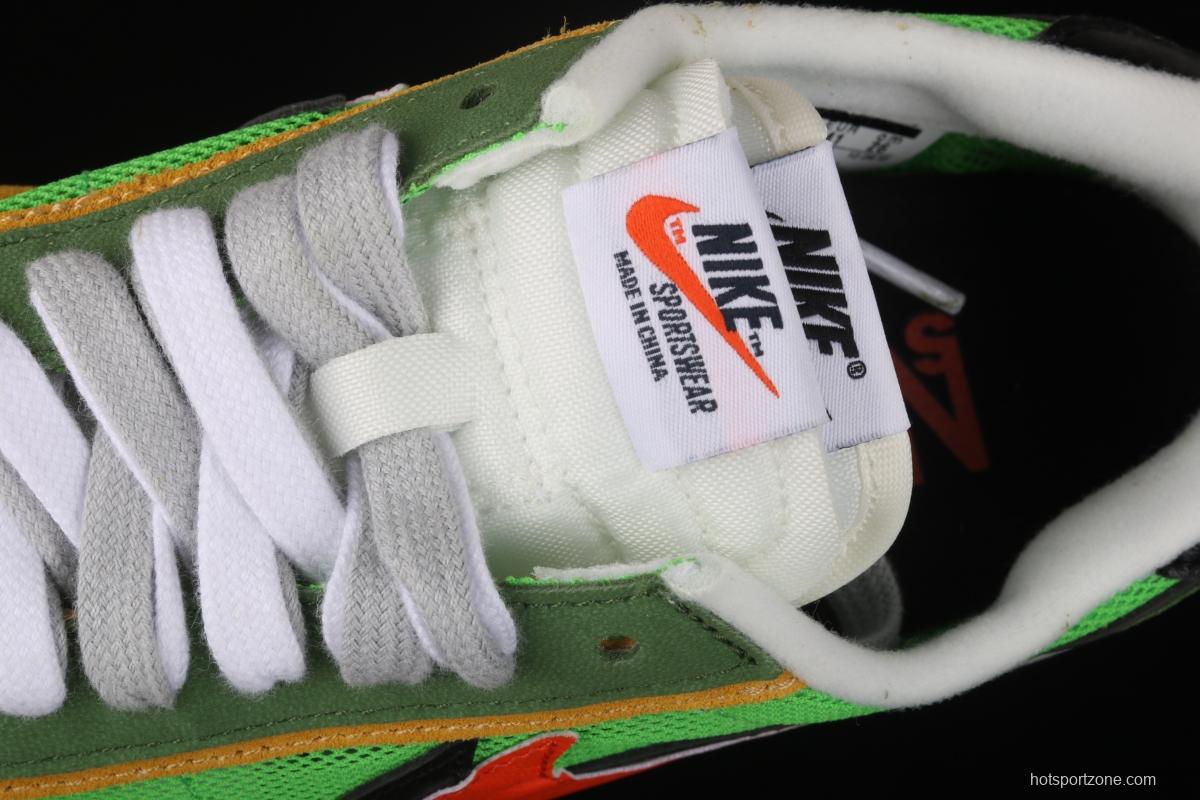 Sacai x NIKE LVD Waffle Daybreak co-signed catwalk style net gauze leather splicing double hook Swoosh running shoes BV0073-300