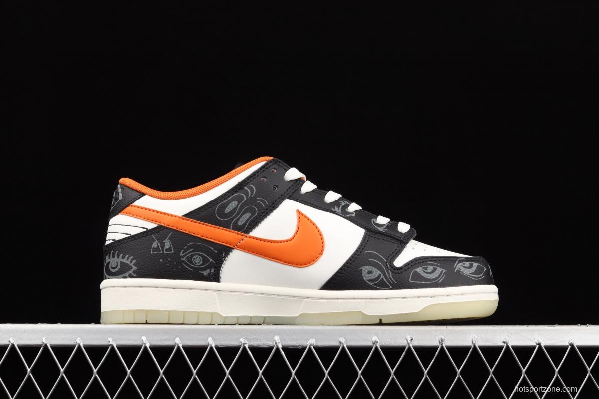 NIKE SB DUNK Low Halloween black, white and orange luminous Halloween SB rebound fashion casual board shoes DD3357-100