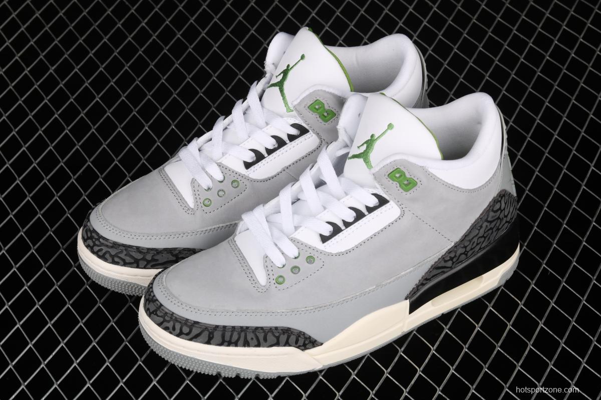 Air Jordan 3 Retro Chlorophyll AJ3 Joe 3 chlorophyll Gray Green manuscript 136064-006