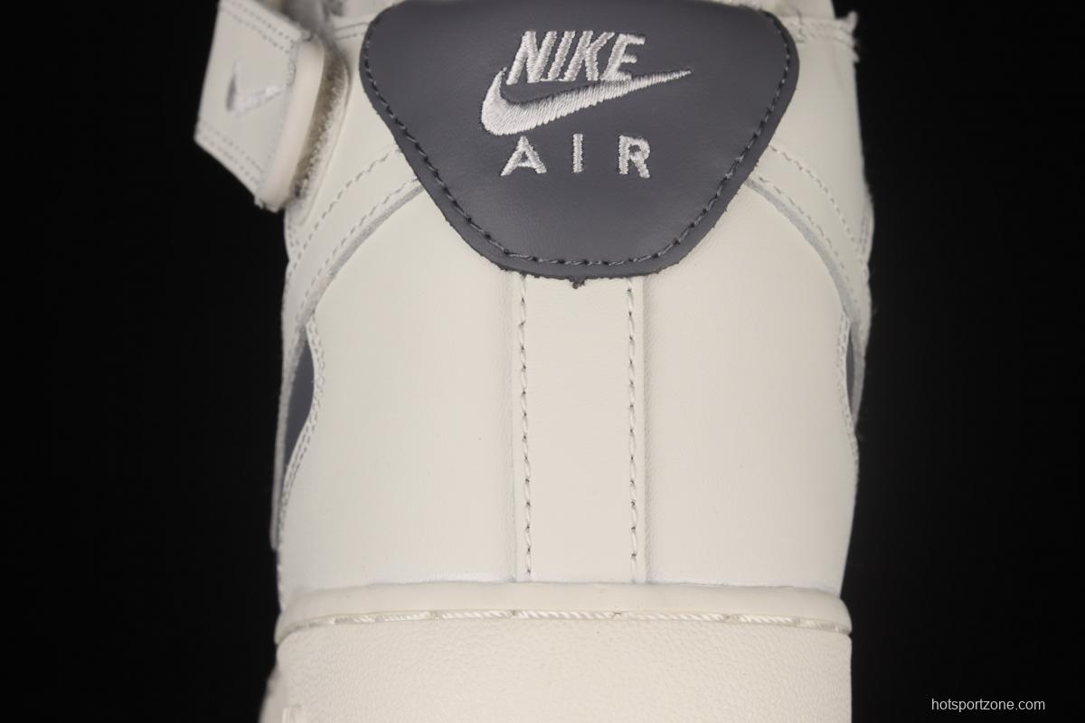 NIKE Air Force 1 Mid'07 Rice White Grey medium-top casual board shoes LZ6819-609