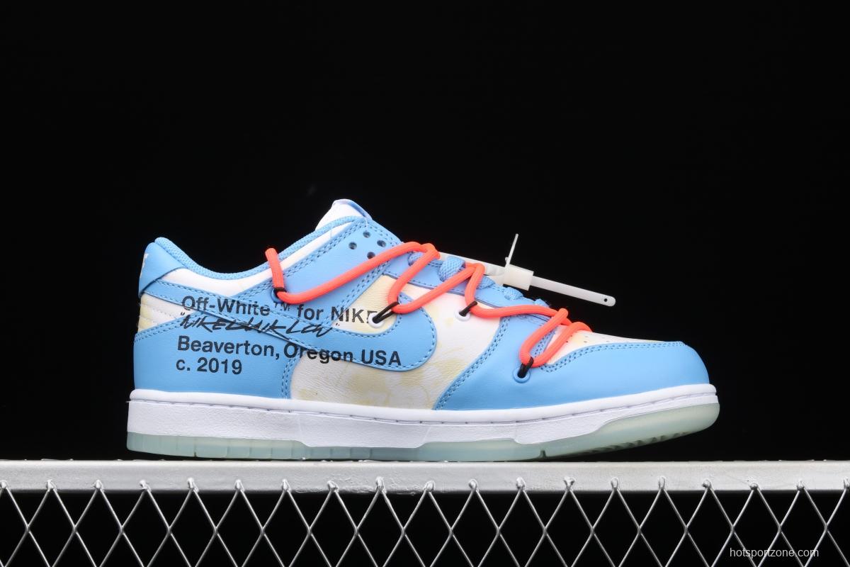 OFF-White x Futura x DUNK OW Coast joint model North Carolina blue color retro skateboard shoes DD0856-403