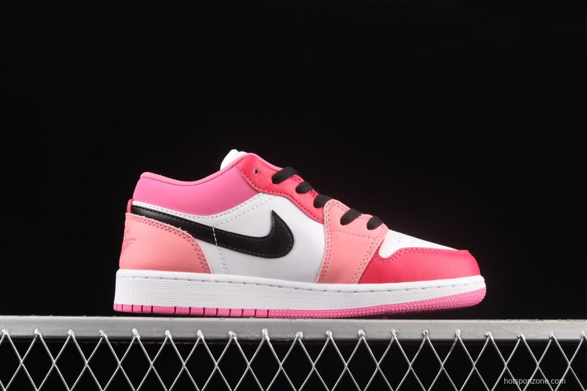 Air Jordan 1 Low white pink low top cultural basketball shoes 553560-162