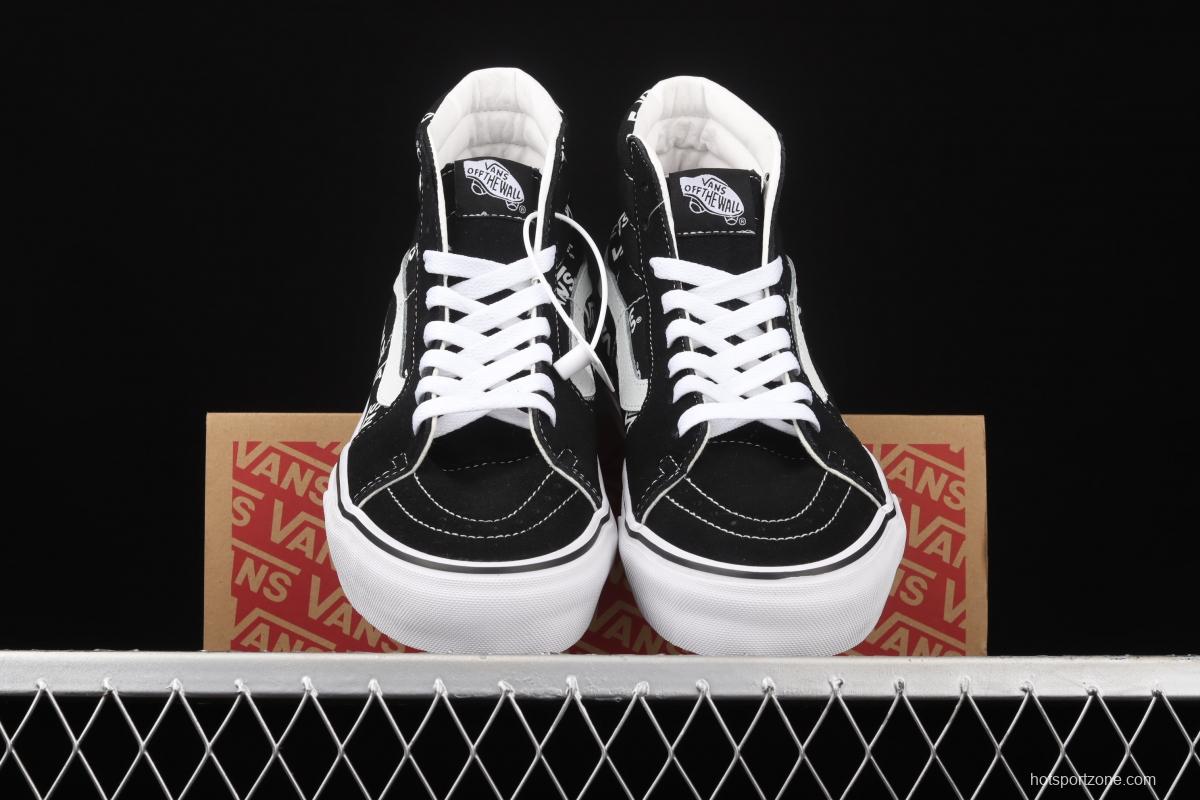 Vans SK8-Hi classic black and white letters logo high top casual board shoes VN0A4U3CTDW