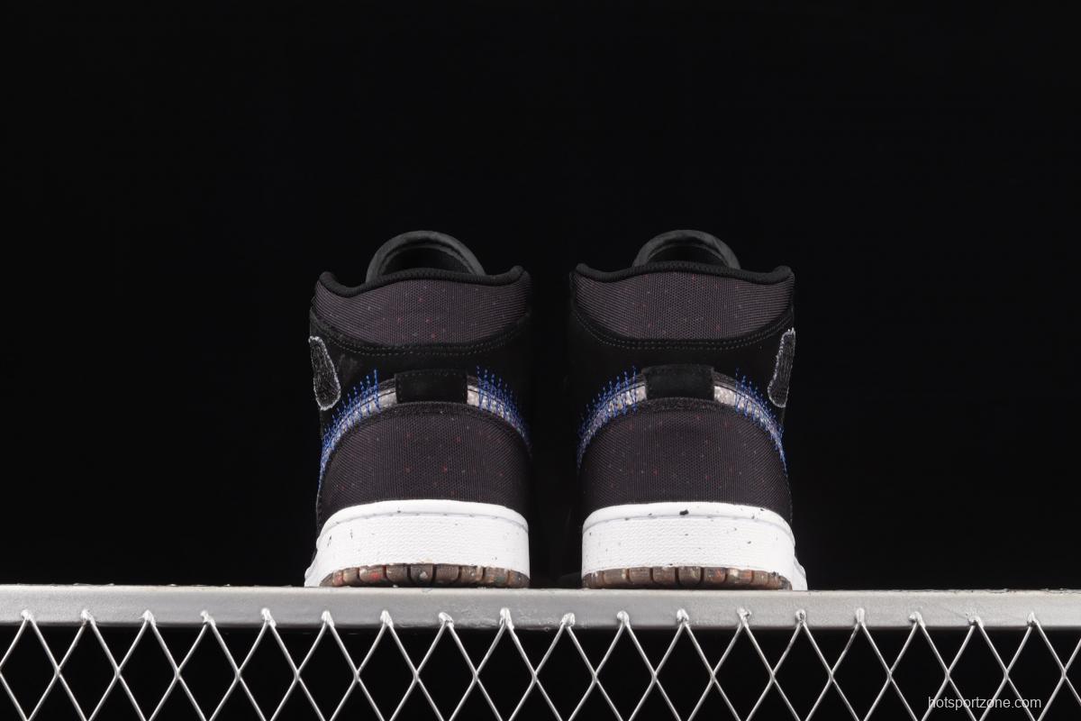Air Jordan 1 Mid Crater black multicolor racing blue Zhongbang basketball shoes DM3529-001