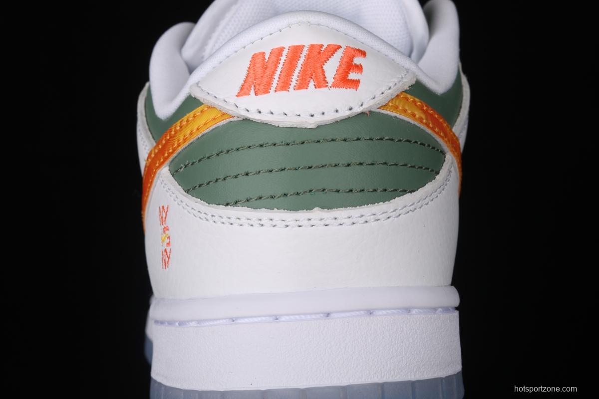 NIKE DUNK Low NY vs NY New York street basketball co-name matching white, green and orange fashion leisure board shoes DN2489-300