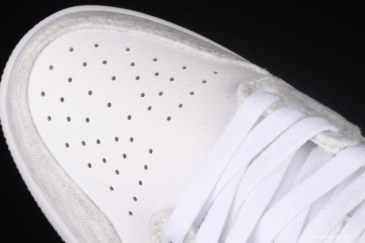 Air Jordan 1 Mid White Grey Powder medium side Culture Basketball shoes DN4045-001