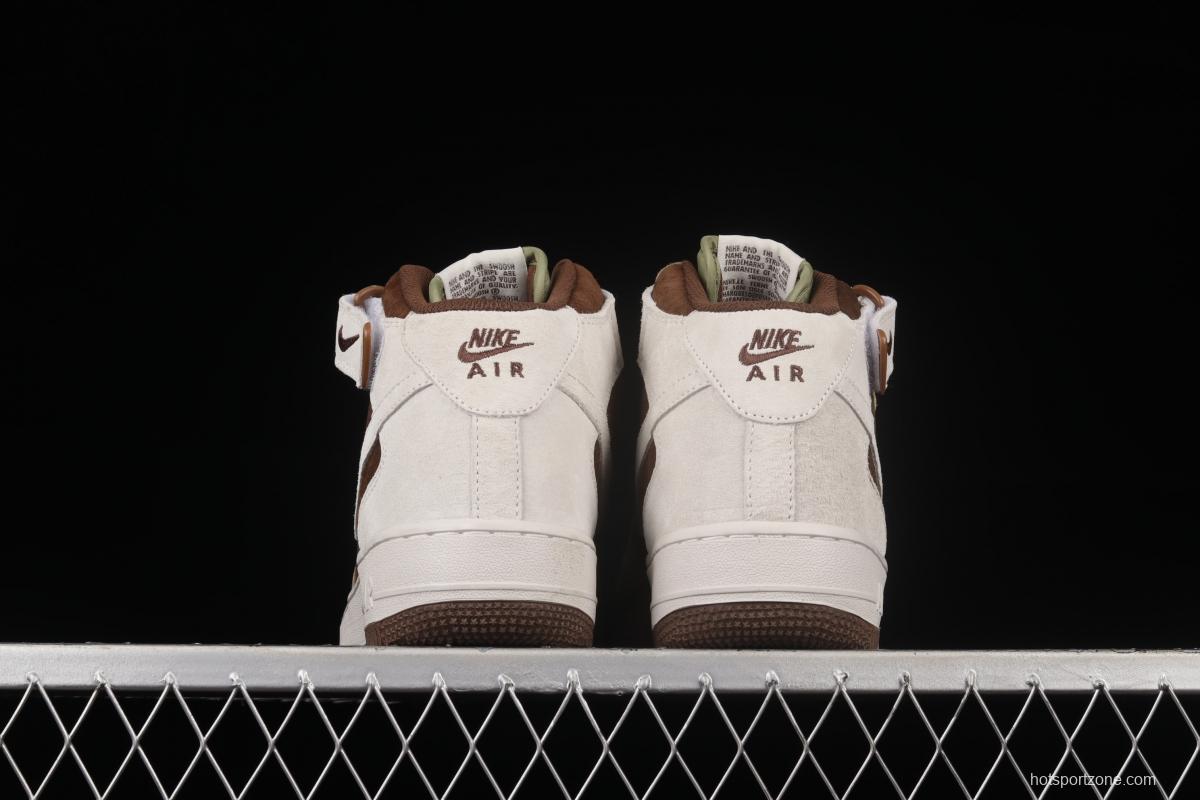 NIKE Air Force 11607 Mid Chocolate color suede casual board shoes HD3053-188