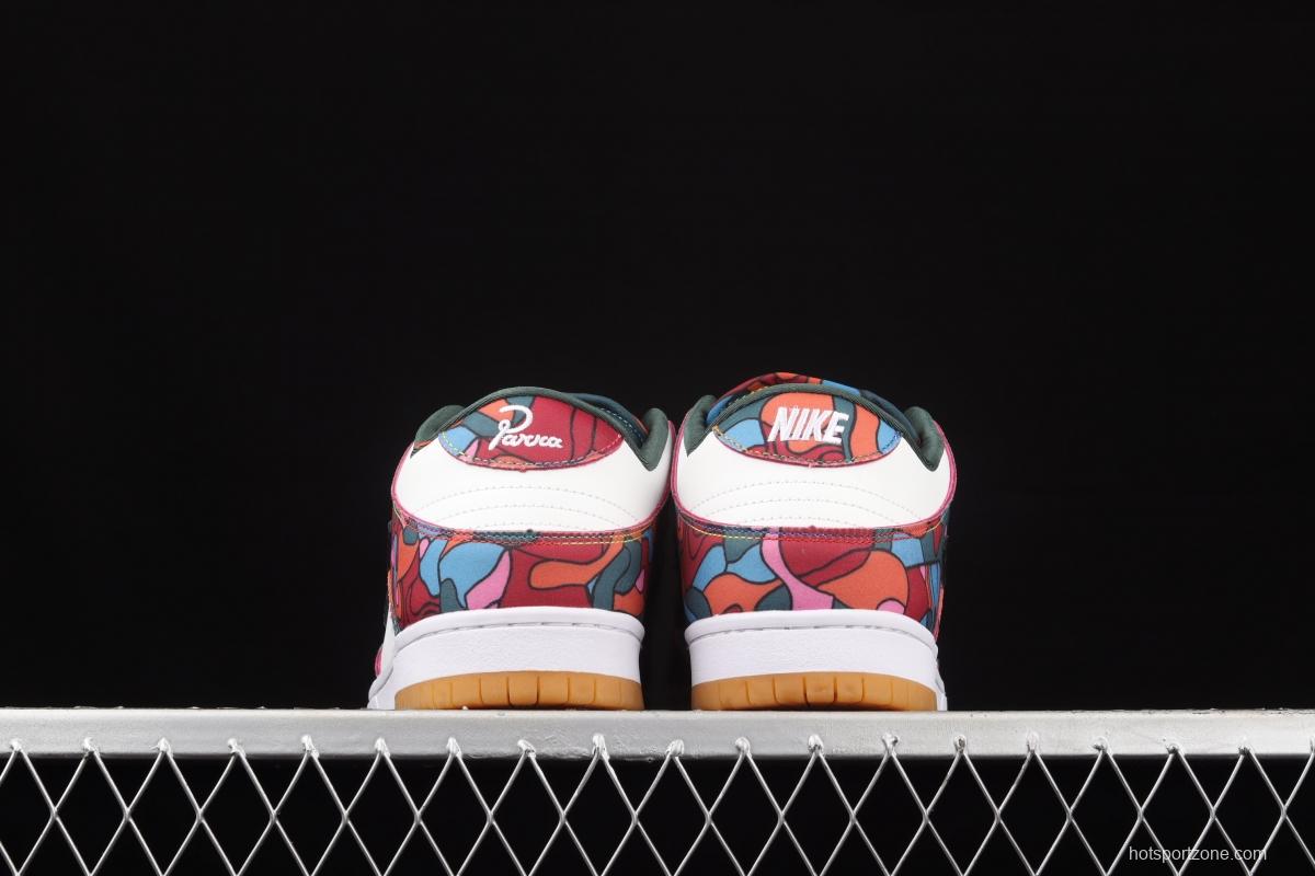 Parra x NIKE DUNK SB Low Pro White, Blue and Red Abstract Art Olympic Slam Dunk Series retro low-side leisure sports skateboard shoes DH7695-600