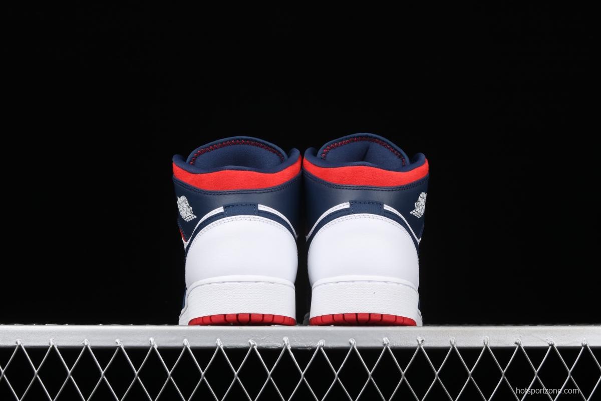 Air Jordan 1 Mid GS USA captain Zhongbang basketball shoes BQ6931-104