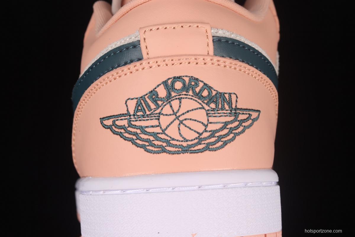 Air Jordan 1 Low pink green low top cultural board shoes DC0774-800