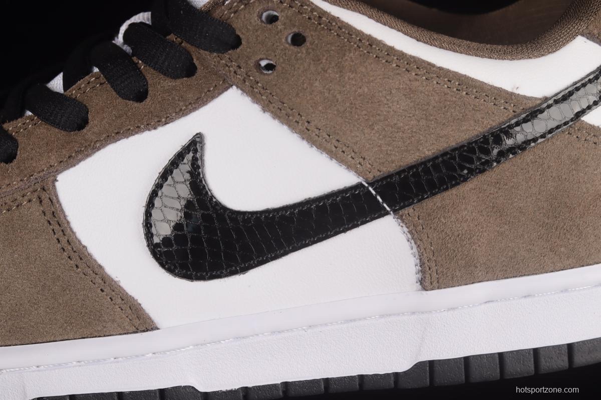 NIKE SB DUNK Low Pro Trail End Brown Furn Brown White Black Snake Print Dunk Series Low Top Casual Sports Skateboard Shoes 304292-102