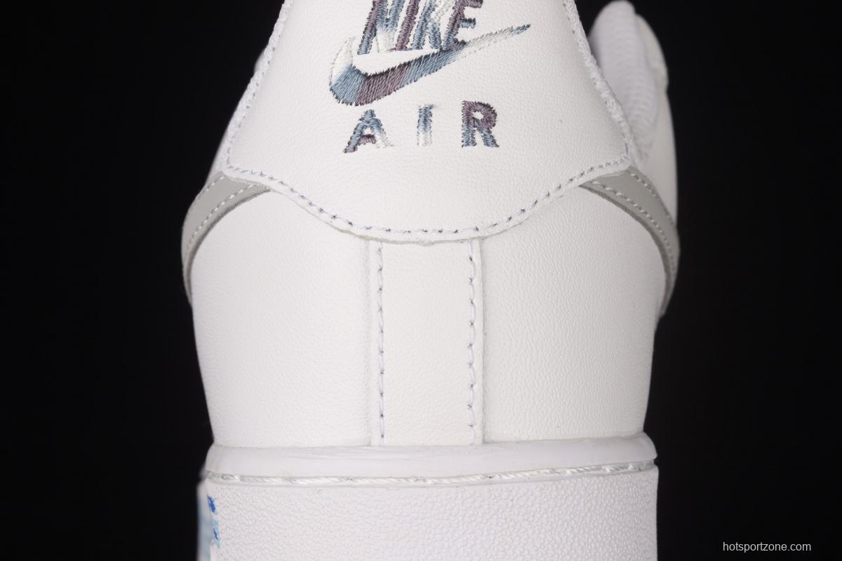 NIKE Air Force 1x 07 Lx graffiti silver color matching low upper shoes 314192-117