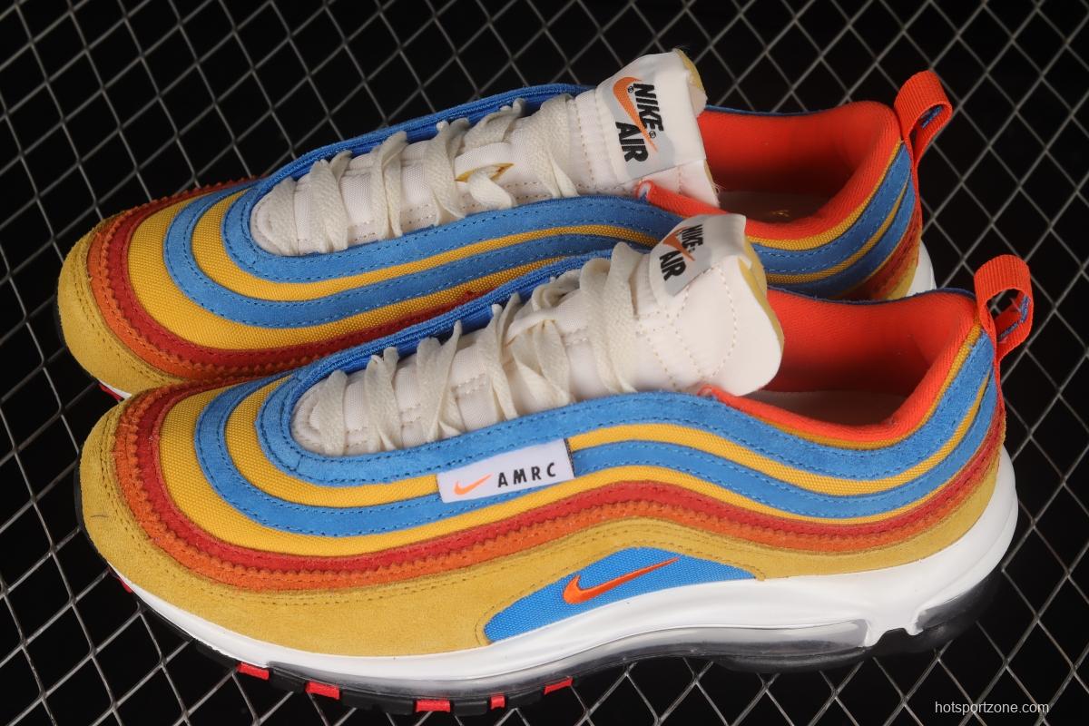 NIKE Air Max 97 SE yellow, blue and red color combination bullet air cushion sports running shoes DH1085-700