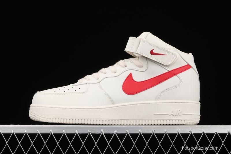 NIKE Air Force 1 Mid air force white and red top casual board shoes 315123-126